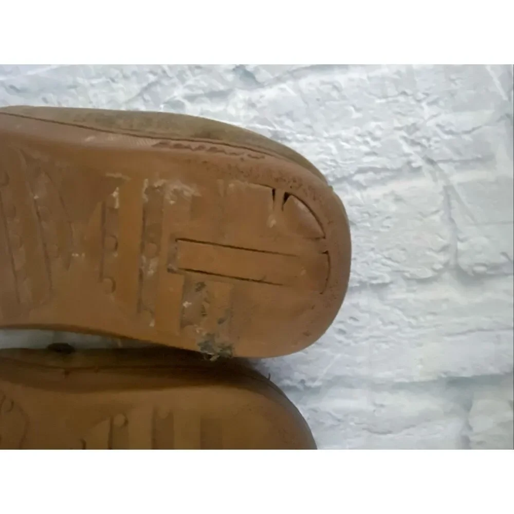 Bearpaw men 13 suede slip on moccasins w/front tie tan
